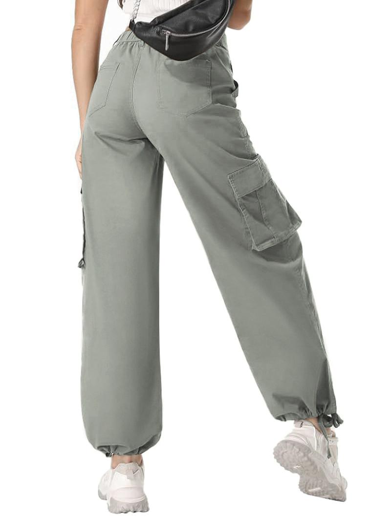 Avamo Stretchy Womens Cargo Pants thick thigh pants work outfits women Wide Leg Sweatpants Baggy High Waisted 6 Pockets Straight Leg Casual Y2K Streetwear Cinched Ankle/ Straight-Leg Capris Pants With Adjustable Trouser Cuffs for Daily Wear