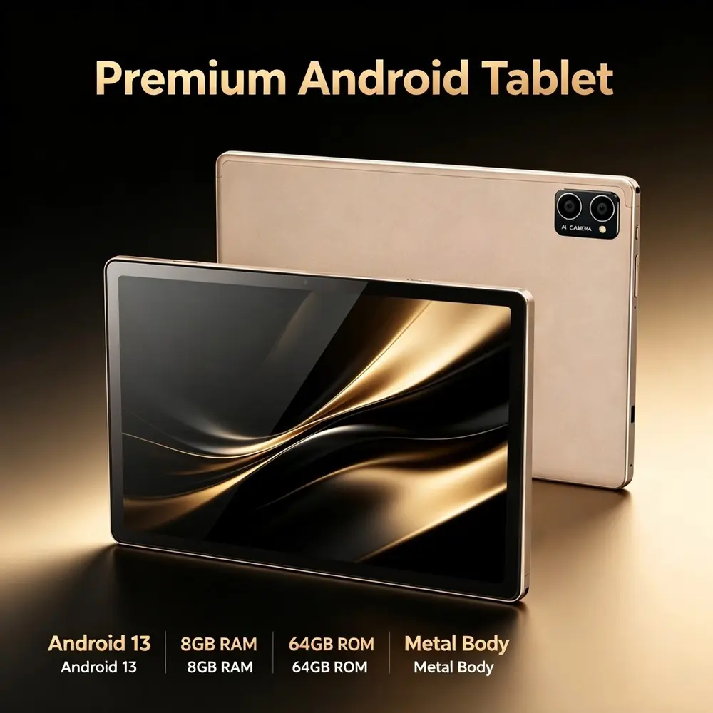 Android 13 tablet 8GB RAM 64GB ROM 10.1-inch high-end Android tablet supports WIFI Bluetooth function, dual cameras, high aesthetics, and multi-color appearance to choose from