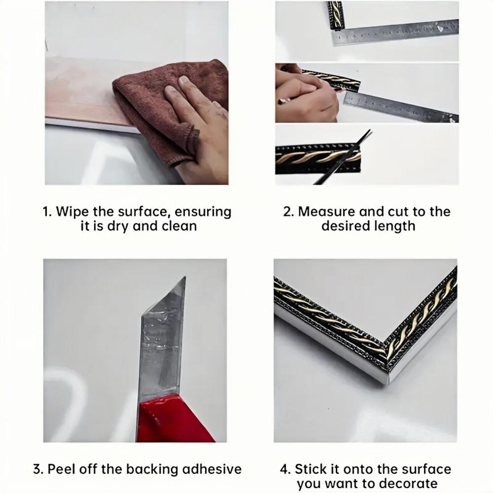 1 Meter/39.37 Inch Flexible Molded Decorative Wall Decoration, Self-adhesive Decorative Strip, Vinyl Frame Decorative Line, Peel and Paste Molded Ceiling Decoration, Suitable for Home Decoration