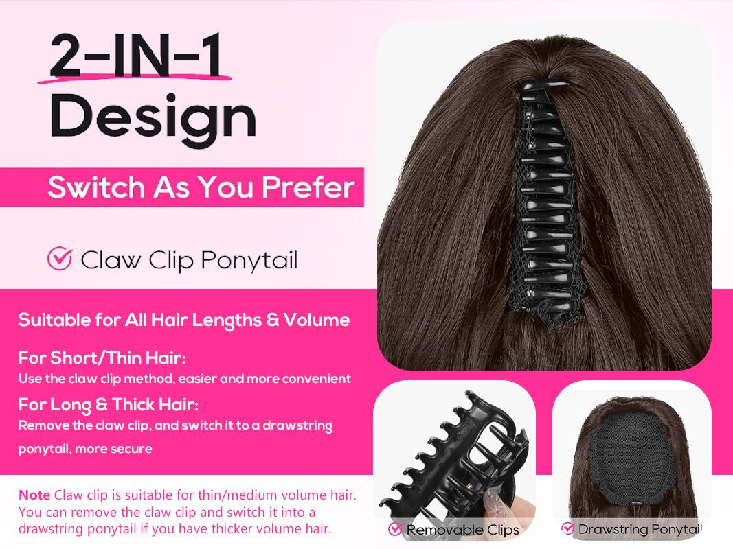 Iridescent 24" Claw Ponytail Extension Long Wavy Clip in Ponytail Extensions Ponytail Hair Extension Clip on Pony Tails Hairpiece for Women