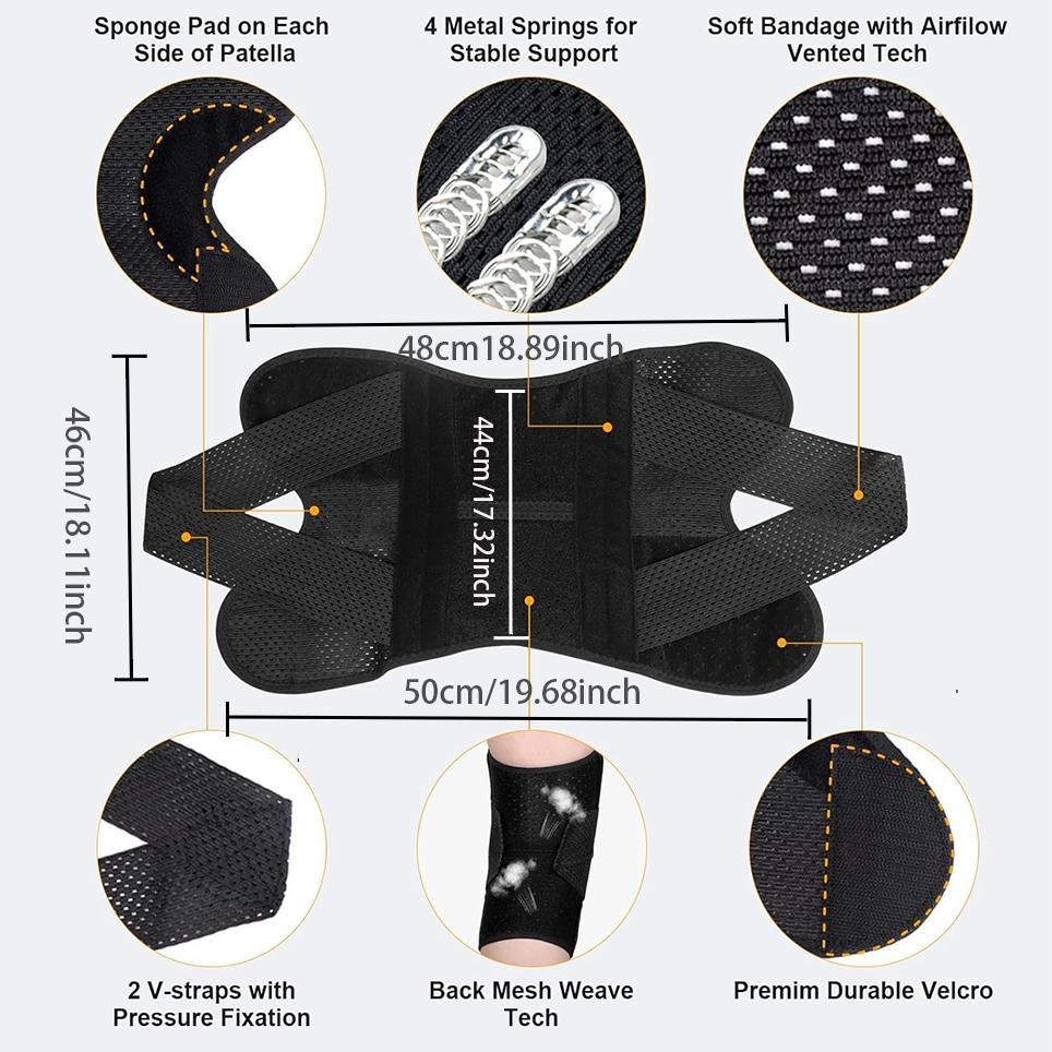 Adjustable Sports Knee Brace with Side Stabilizer, Professional Compression Support for Men & Women, Patella Pad, Arthritis Pain Relief