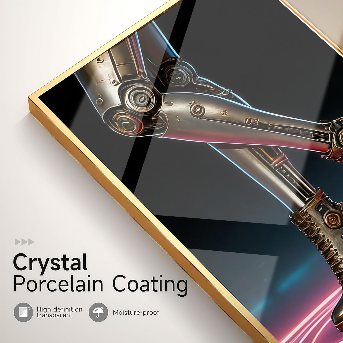 3 Counts Aluminum Alloy Framed Painting, Futuristic Cyberpunk Robot Art Pictures, Home Decoration For Living Room, Bedroom, Office, Restaurant, Hallway Wall Decor, Odorless Print Artwork, Luxury Perfect Gift For Friends And Family