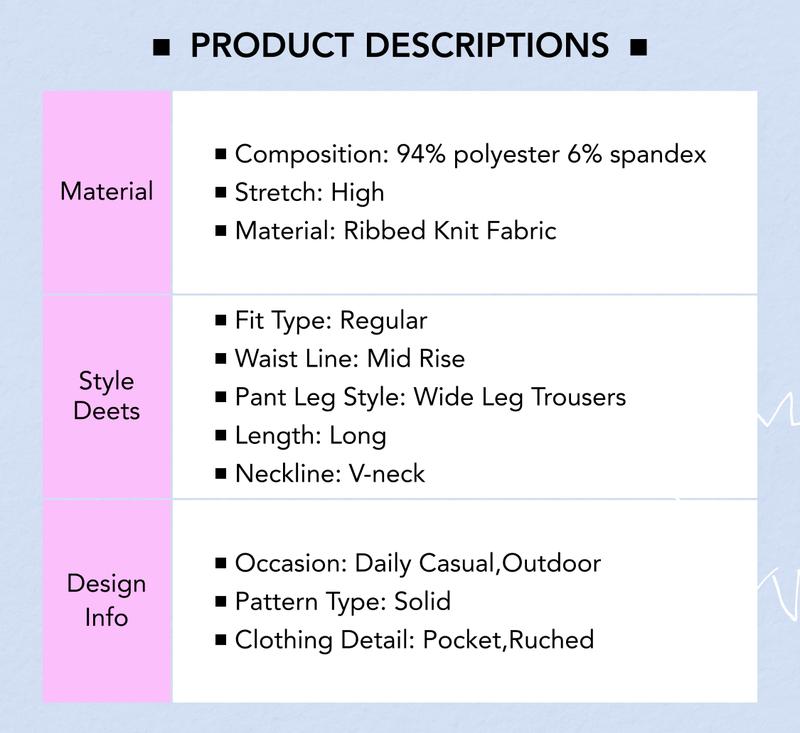 Cider [10 colors, size 0-26] V-neck Ruched Solid Wide Leg Jumpsuit