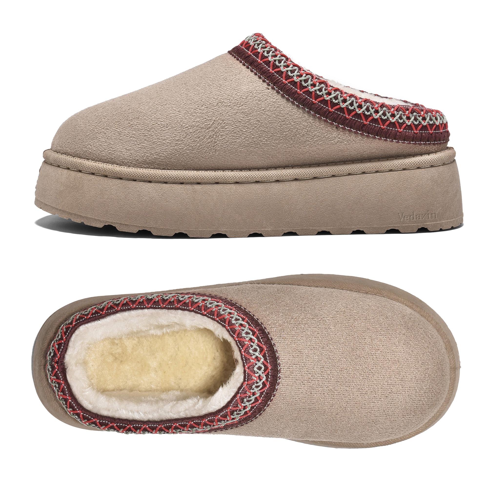 Platform Slippers Mini Boots for Women Fleece Lined Boots Suede Ankle Boots Anti-Slip Snow Platform Slippers for Women Outdoor Springfresh