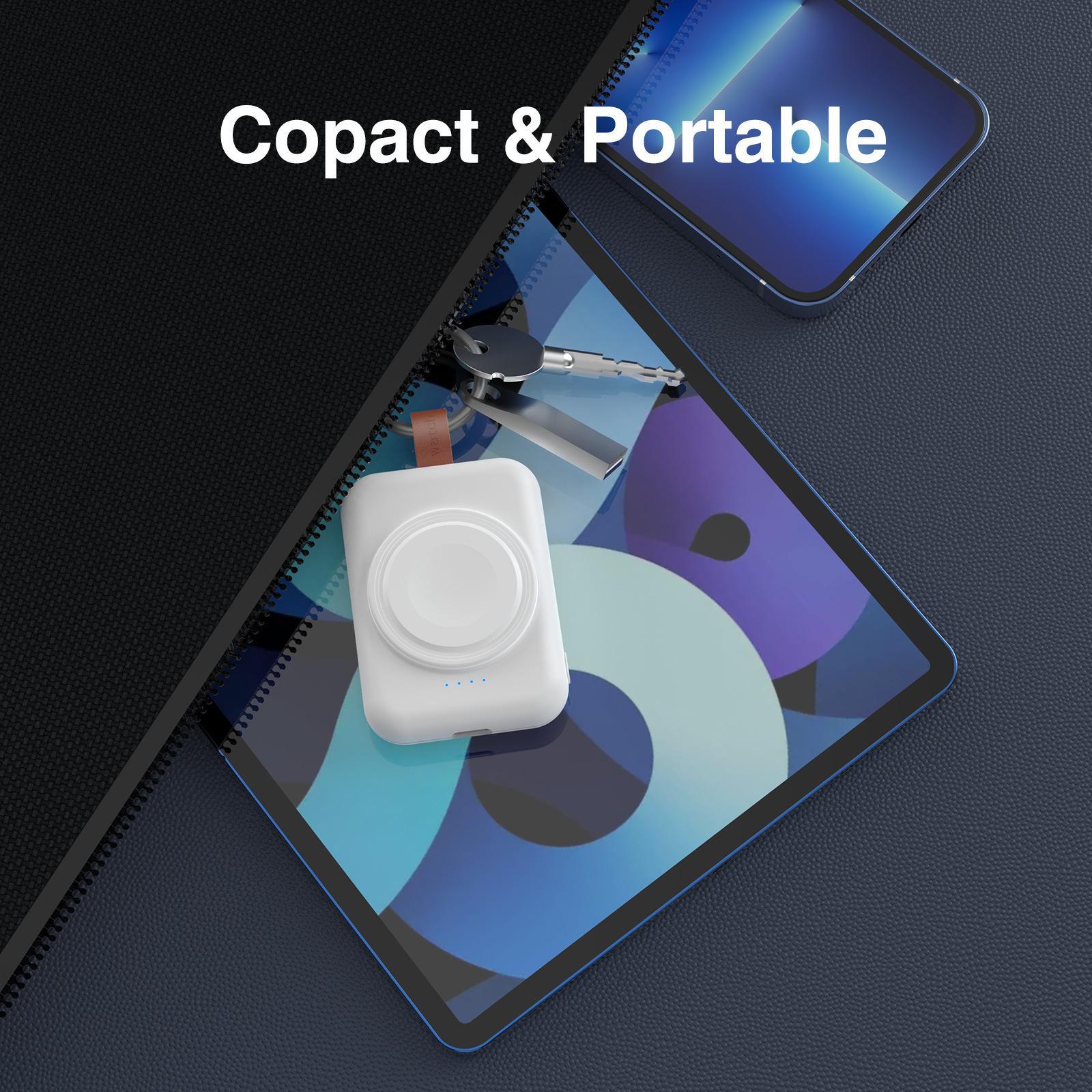 1800mAh Portable Wireless Charger for iwatch Smartwatch - USB Type C Magnetic Charging Dock with Quick-Charging Watch Wireless charger - Compact Travel Accessory