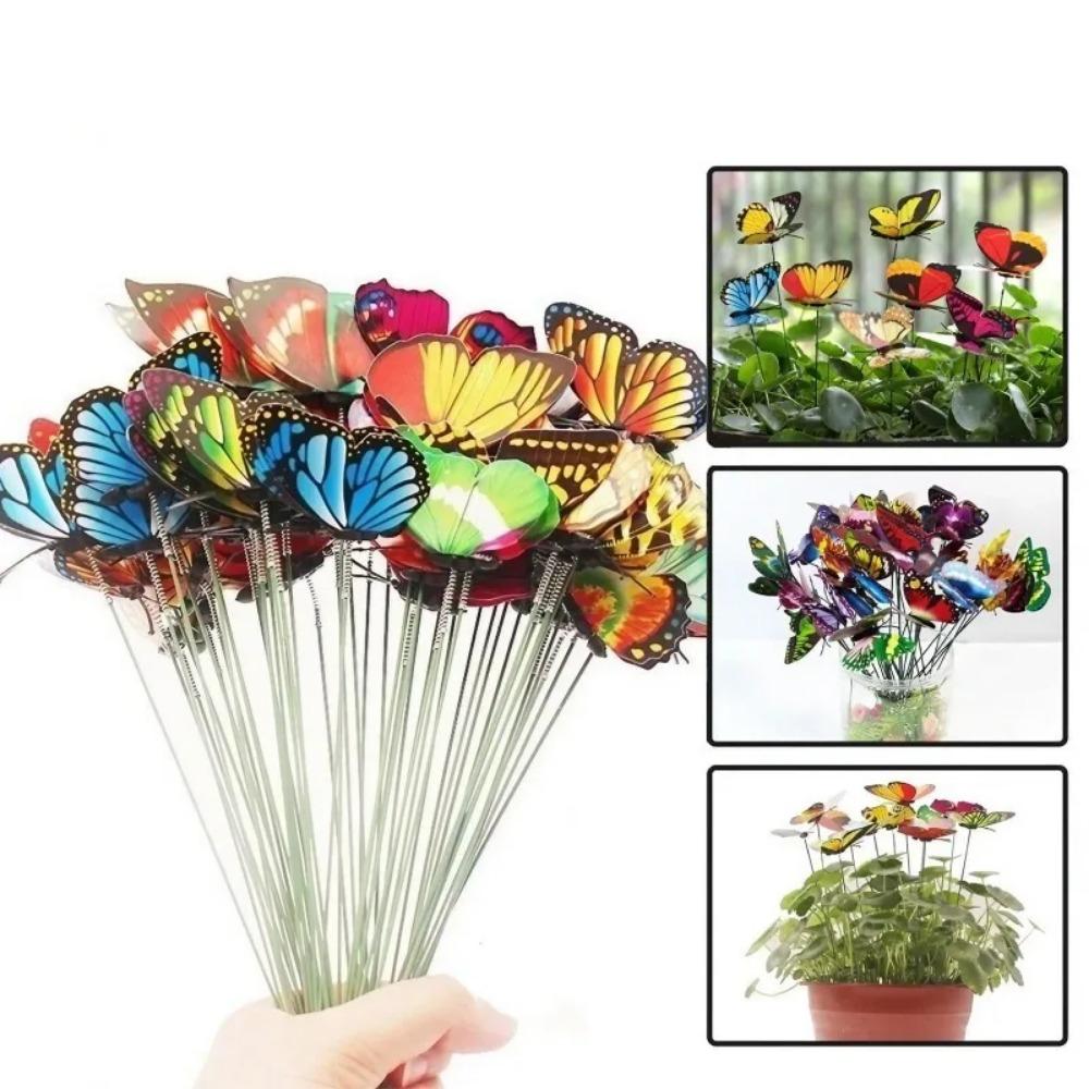 Colorful Waterproof Butterfly Garden Stakes, Reusable Windproof Plastic Lawn Decor for Outdoor Patio, Yard Party Markers & Planter Stakes