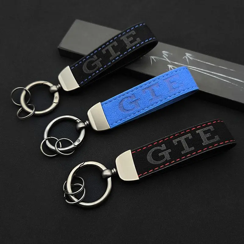 Suede Leather Women Men GTE Luxury Car Keychain for Volkswagen VW Passat B8 GOLF 7 7.5 MK4 MK5 MK6 MK7 GTE Keyring Accessories