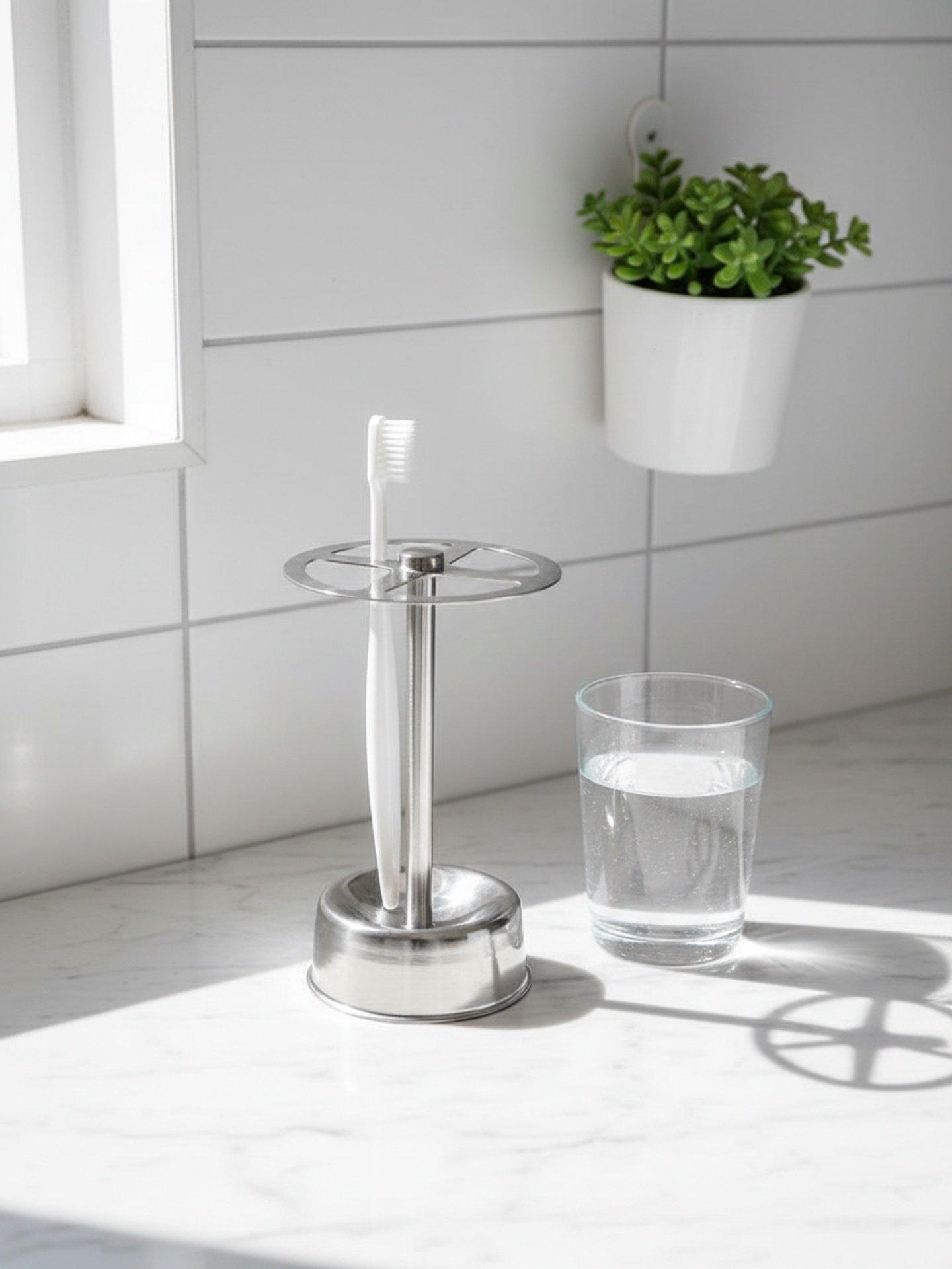 Bathroom Minimalist Industrial Toothbrush Holder, Waterproof Rustproof Stainless Steel, Classic Design, Durable & Stylish Bathroom Accessory
