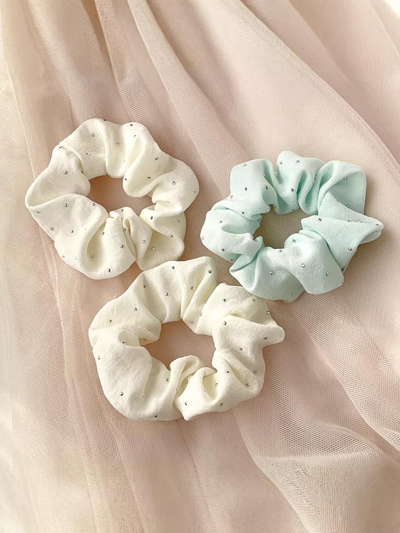 2-Pack Elegant Rhinestone Hair Ties, New Summer High-End Headbands, Simple Fabric Elastic Bands, Daily Commute Fashion Accessories