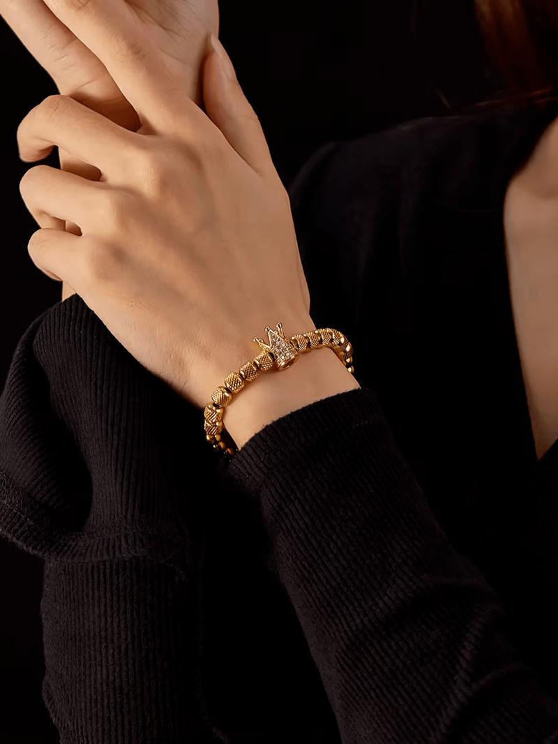 Men's Crown Decor Bracelet, Fashionable Braided Bracelet for Party, Daily Clothing Decor, Trendy All-match & Exquisite Jewelry for Birthday Gift