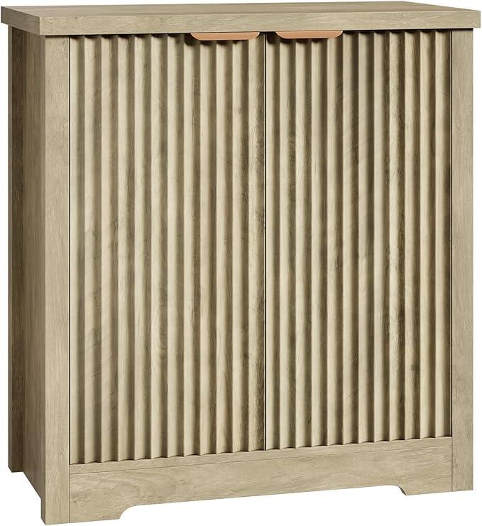 Fluted Buffet Sideboard Cabinet, Accent Modern Credenza with Doors & Shelves,Wood Credenza Storage Console Cabinet for Living Room Kitchen Dining Room Hallway