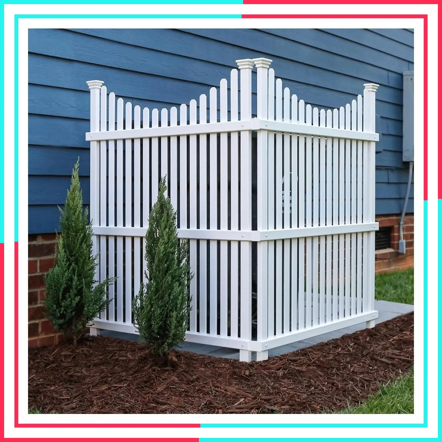 45x36 Inch (2 Panels) No Dig White Vinyl Privacy Screen, Outdoor Privacy Panels, Trash Can Enclosure, Air Conditioner Fence, Pool Equipment Enclosure