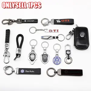 Volkswagen Car Logo Keychain, 3D Metal Key Chain, Handmade Braided Key Ring, High Quality, Durable, Anti-Loss, Automotive Essential