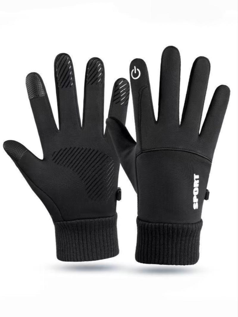 Men's Polyester Fleece Lined Gloves, Waterproof Windproof Touchscreen Compatible, Ideal for Skiing Cycling Motorcycle Outdoor Sports Motorbike Gloves
