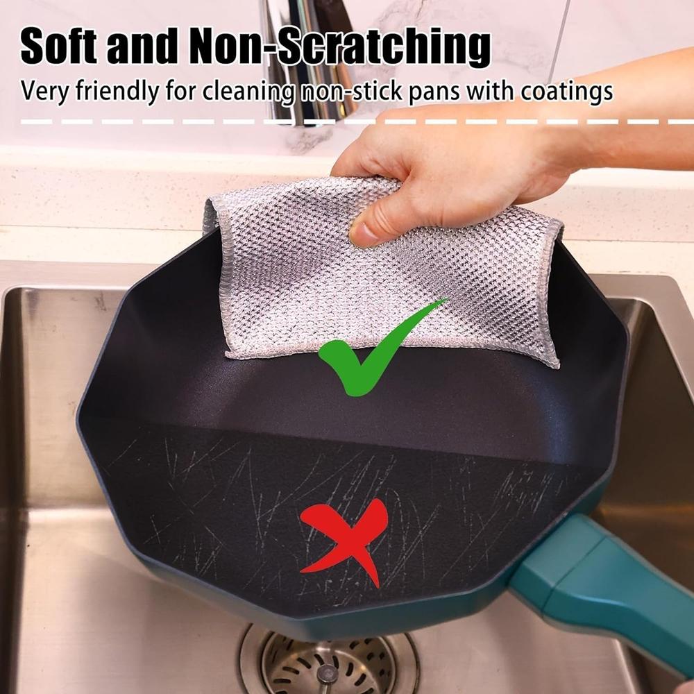 Stainless Steel Wire Dishcloth, 2/10/20pcs Durable Thick Cleaning Cloth Stainless Steel Rag, Multipurpose Dish Rags for Washing Dishes, Kitchen Cleaning Supplies