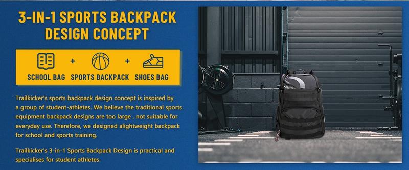 Basketball Backpack Large Sports Bags with Separate Ball holder & Shoes compartment, Best for Basketball, Soccer, Gym