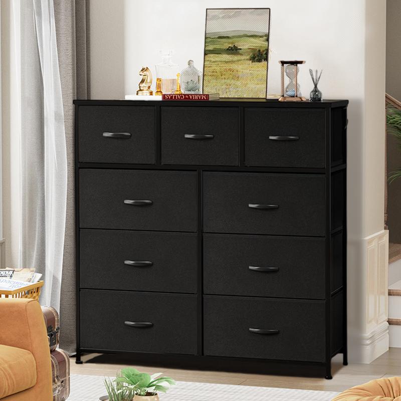 9 Drawer Dresser for Bedroom, Fabric Tall Dressers & Chests of Drawers, Organizer Storage Tower for Bedroom, Living Room, Hallway, Closet, Girls, Bedroom Furniture, Dresser Cabinet, Storage Shelf
