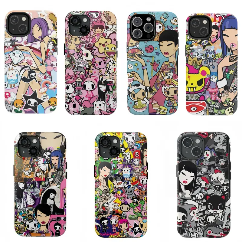 Muilti-T0kid0ki Colorful Doodle Design Phone Case|Tough Case|Compatible for iPhone 17 Promax 16 15 14 13 12 11 and for Samsung S22-S26 Ultra|Perfect Gift for Her|Y2k Cool Girl Aesthtic|