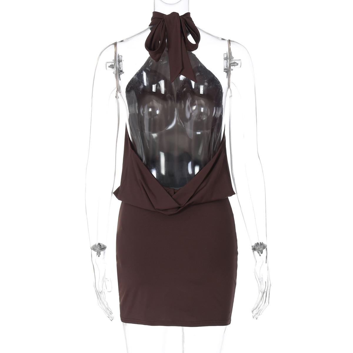 Women Summer Sexy Halter Sleeveless Backless Party Club Bodycon Mini Dress