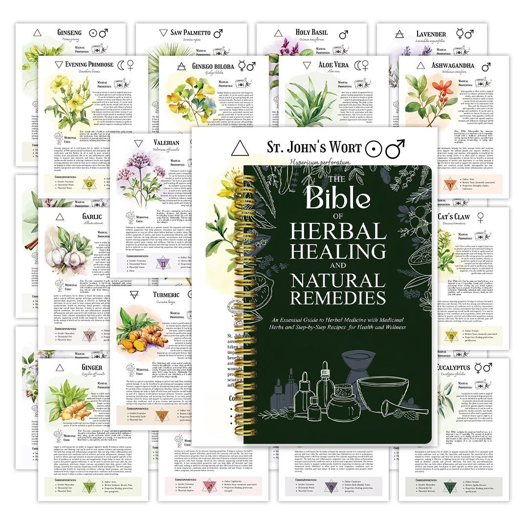 Herbal Bible Cooking Manual, with Illustrated Herbal Guide and Medicinal Plant Recipes - 5.5x8.5 Inch Natural Therapy Notebook, Suitable for Cooking Enthusiasts, Aromatherapy, and Holistic Health