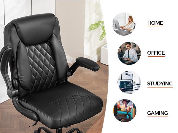 COMHOMA Leather Office Chair Ergonomic Computer Gaming Chair with Comfy Back Support, Executive Mid-Back,Small Gmaing Chair with Adjustable Armrests, for Short People Use, Rolling Swivel for Adults