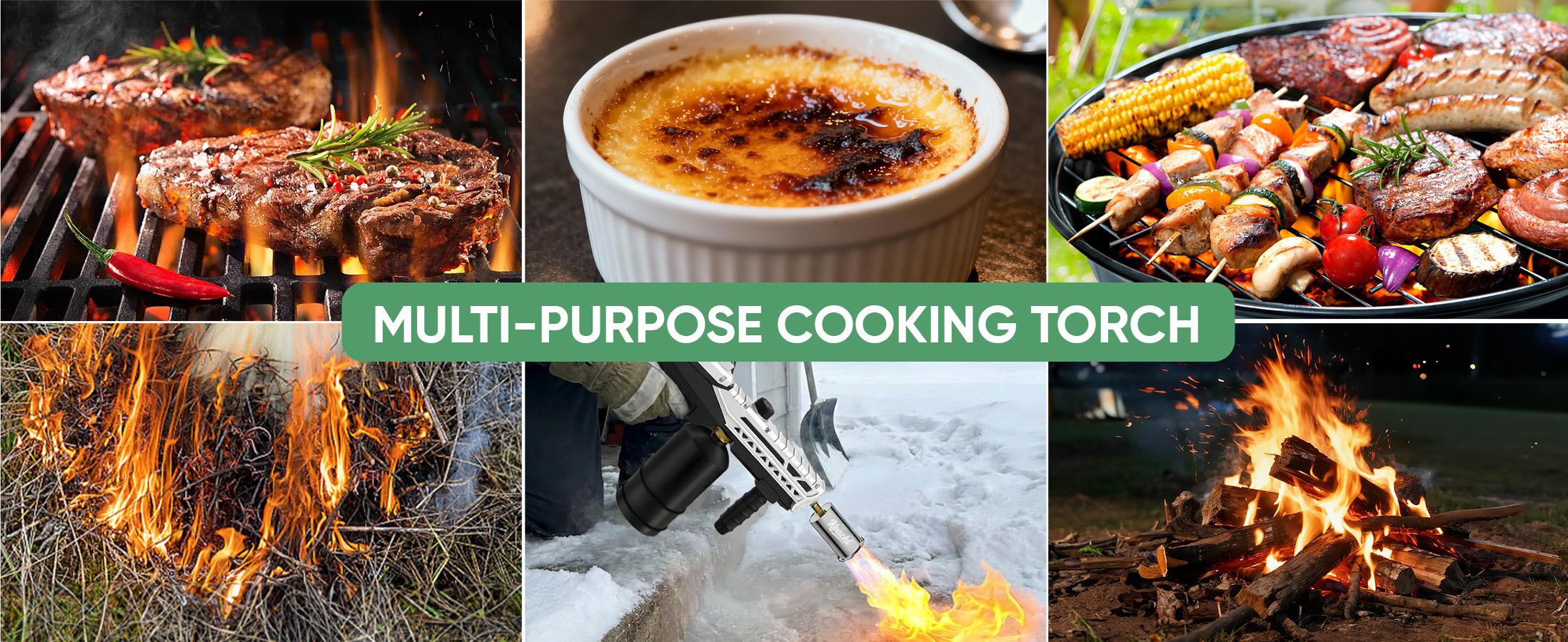 Kitchen Torch Gifts for Fathers Day, Powerful Propane Torch Gun for Campfire Starting, Adjustable BBQ Torch for Home Baking Supplies, Steak & Creme Brule Searing, Weeding(Tank Not Included)
