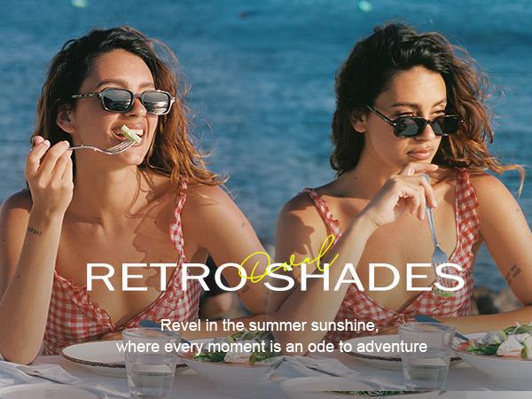 SOJOS Retro Rectangular Polarized Sunglasses Womens Mens, 80s 90s Small Trendy Slim Narrow Square Sunnies