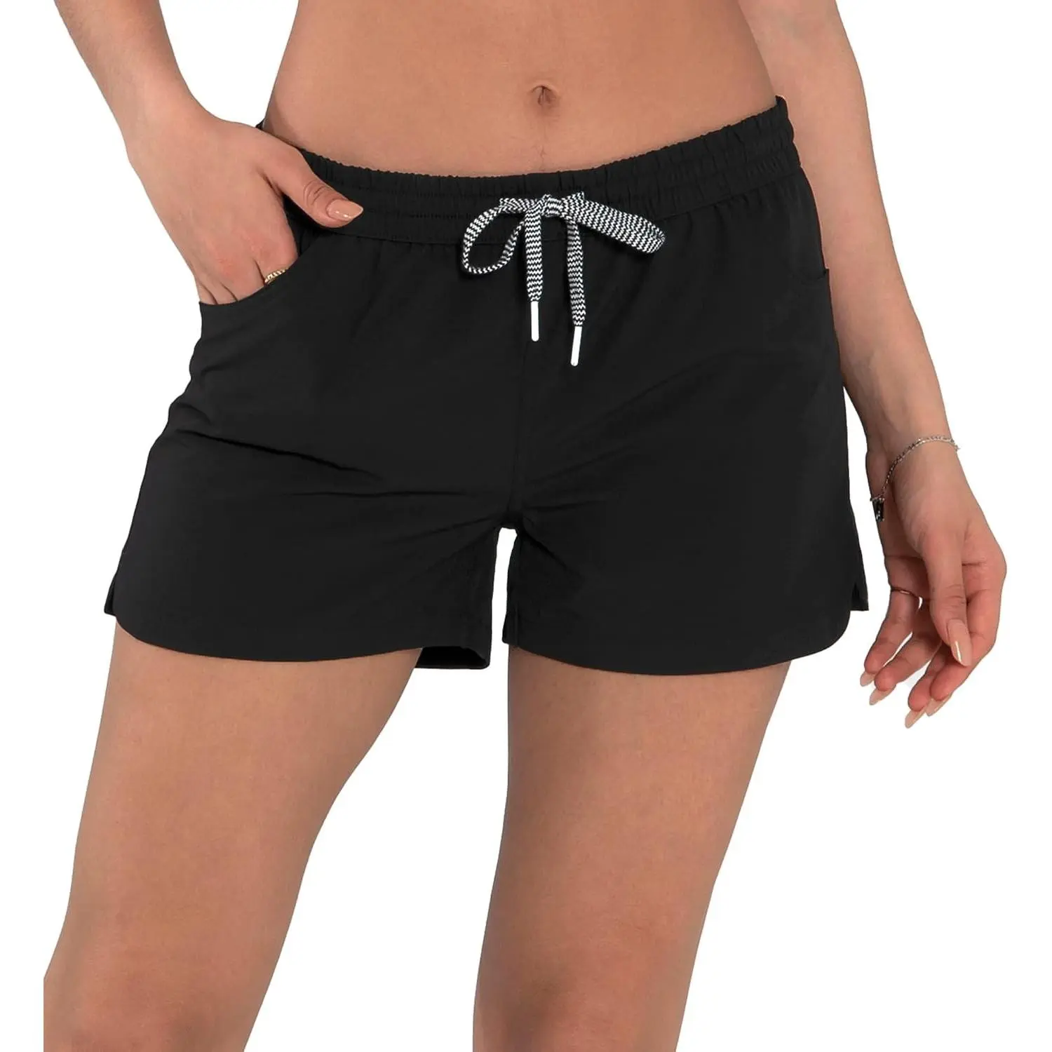 Womens UPF50+ Quick Dry Drawstring Board Shorts Beach Summer Swim BottomGift