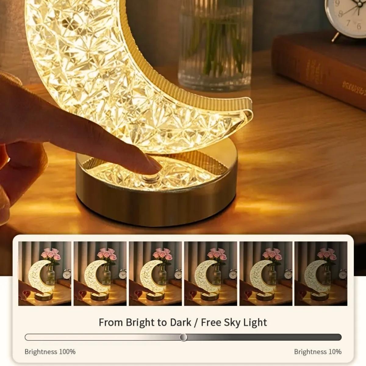 Moon Shaped Rechargeable Night Light, USB Rechargeable Table Lamp, 3-color Touch Dimming Night Light For Bedroom, Living Room, Home Decor, Mood Decorative Lights, Home Decor Lighting