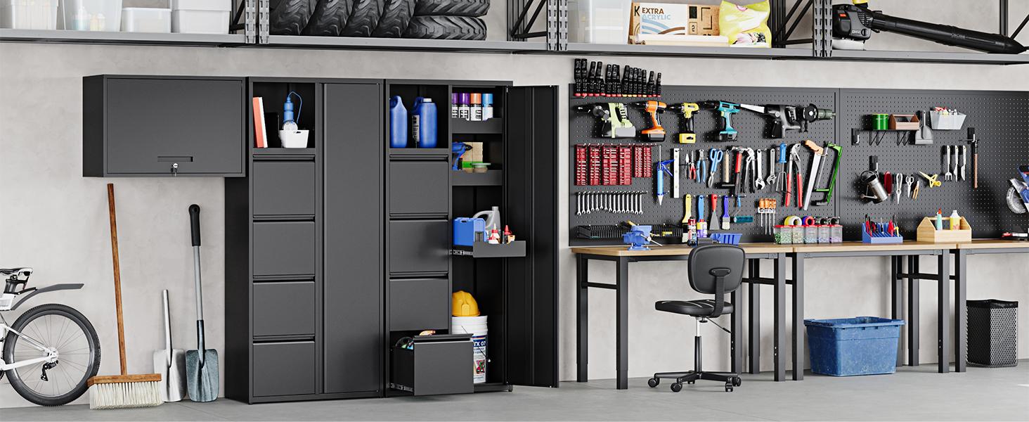 Letaya Metal Garage Storage Cabinet with 4 Drawers, 71" Heavy Duty Tool Cabinet with Door,Tall Steel Storage Cabinet,Utility Tool Cabinet for Garage,Warehouse,Workshop Letaya Metal Garage Storage Cabinet with 4 Drawers, 71" Heavy Duty Tool Cabinet with Door,Tall Steel Storage Cabinet,Utility Tool Cabinet for Garage,Warehouse,Workshop