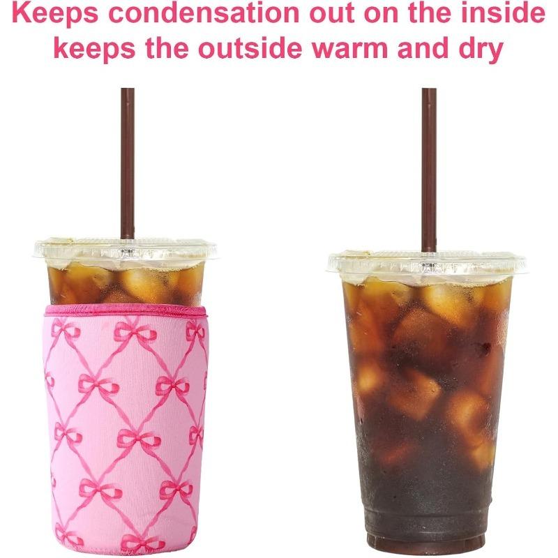 3 Pack/set Reusable Iced Coffee Cup Sleeve Beverage Holder for 16-32 Ounces Coffee Sleeve for Iced & Hot Drinks Pink Drink Sleeve for Cold Beverages Compatible with Starbucks Dunkin Coffee Cup and More
