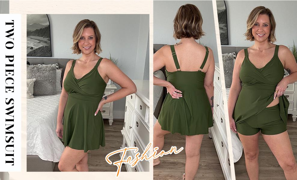 Aqua Eve Plus Size Swim Dress - Two Piece Tankini Swimsuit Tummy Control Bathing Suit with Shorts Aqua Eve Plus Size Swim Dress - Two Piece Tankini Swimsuit Tummy Control Bathing Suit with Shorts