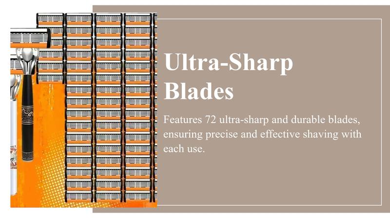 Classic Men's Razor with 72 Ultra-Sharp Durable Blades, Progressive Design for a Safe, Smooth and Painless Shaving Experience, Includes 2 Non-Slip Handles, Perfect for Holiday Gifts Classic Men's Razor with 72 Ultra-Sharp Durable Blades, Progressive Design for a Safe, Smooth and Painless Shaving Experience, Includes 2 Non-Slip Handles, Perfect for Holiday Gifts