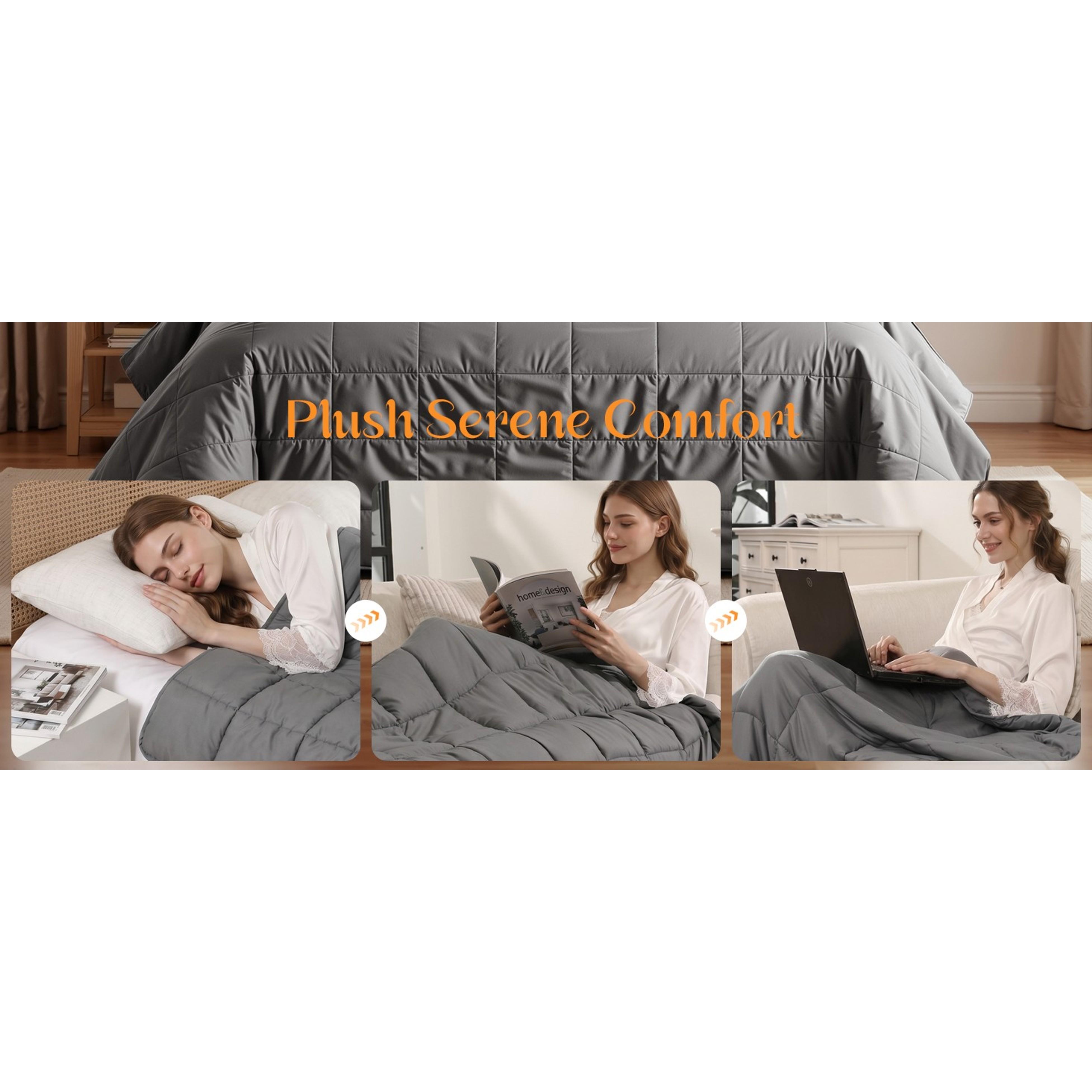 Queen Size Weighted Blanket for Adults (20 lbs 60" x 80") | Cooling Heavy Blanket for Sleep, Soft Thick Breathable Cotton with Natural Glass Beads, Washable, All-Season