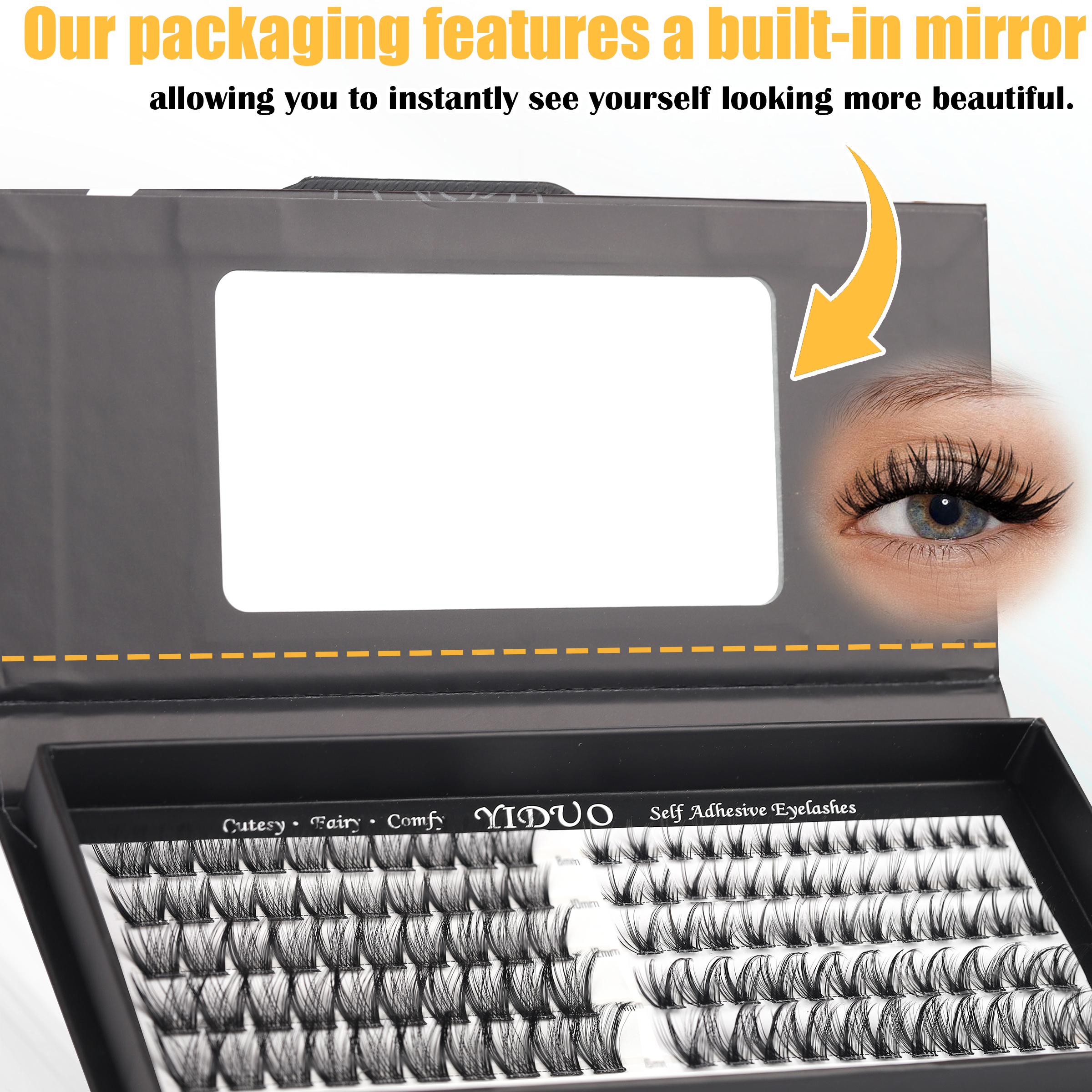 2 Styles Self Adhesive Lash Clusters Kit No Glue Eyelashes extensions Kit Wispy Lashes C-curly Volume Cluster Eyelash 10-16mm Pre glued Eyelash Clusters Individual Lashes with Tweezers 5 Eyelash Brush Easy Makeup Eyelashes Extension Set, Diy Lash Clusters