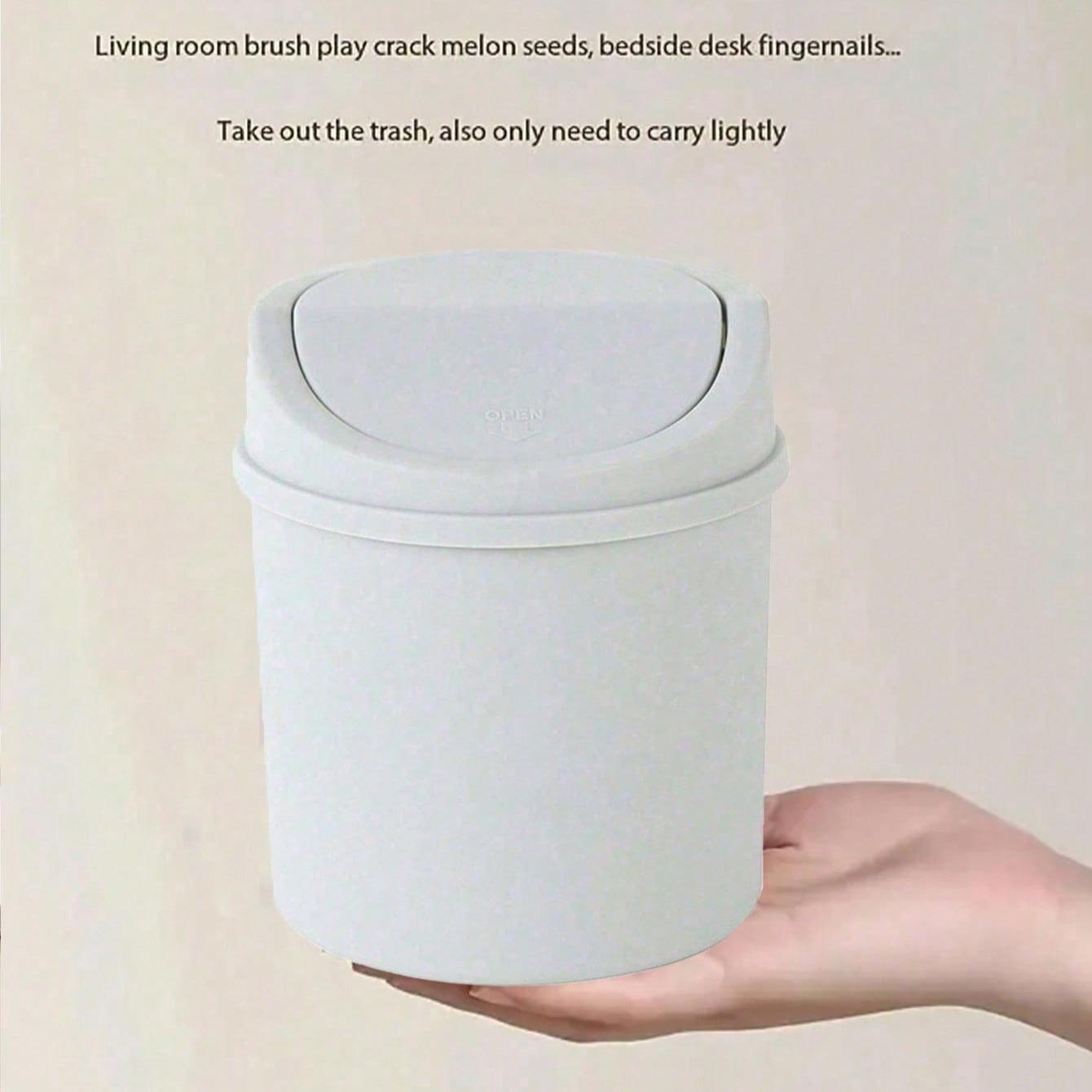 Mini Garbage Bin, Trash Storage Can, Covered Trash Can, Desktop Trash Can, Plastic Desktop Waste Paper Basket, To Prevent Odor Leakage, Storing Fruit Peel, Paper Scraps On Desk To Keep Tidy, For Office Desk Decor, Coffee Table, Office, Living Room, Study