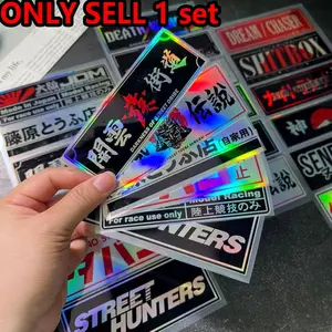 6PCS  Japanese-style JDM Style Laser Text Motorcycle Stickers Are Waterproof and Sun-protected  Durable  Suitable for Motorcycle Side Panels  Cars  Trucks  Laptops  Personalized  Cool and Creative Decorative Decals Hologram Stickers