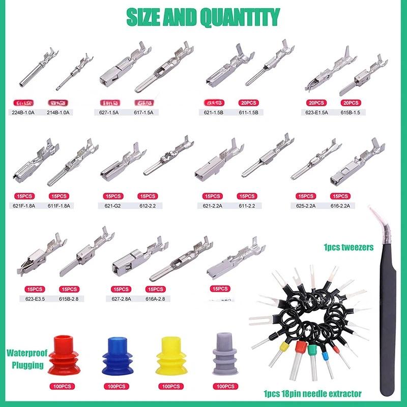 755PCS boxed automotive connector pin accessories male and female plug crimping terminal/1-3.5mm widely used in various 12V connectors, motorcycles, trucks, cars, etc