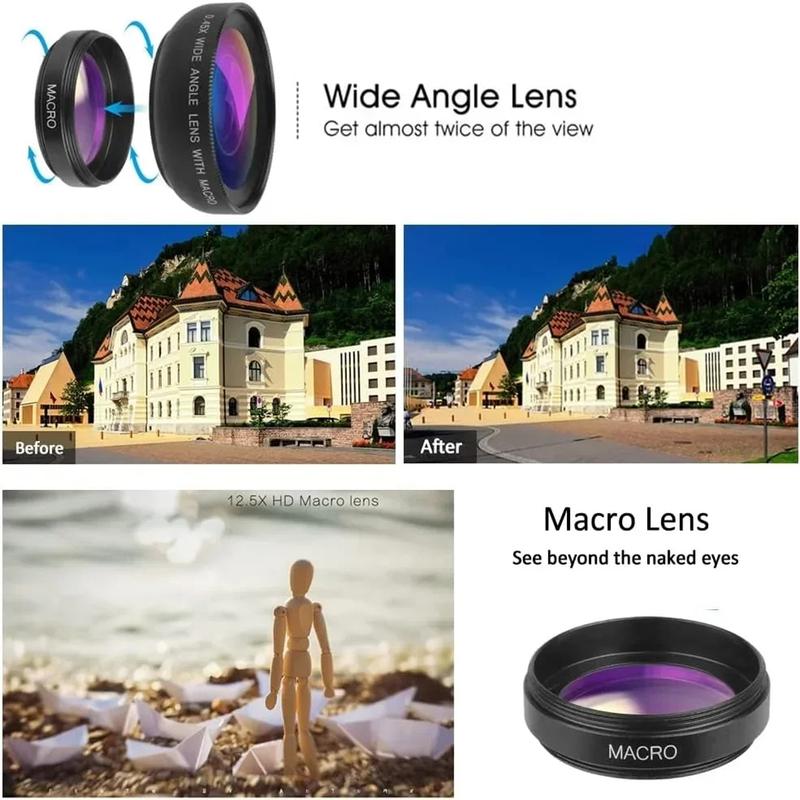 0.45X Phone Wide Angle Lens, 2-In-1 Camera Lens, 0.45x Super Wide Angle & Macro HD, Universal Clip-On for iPhone & Android Phones
