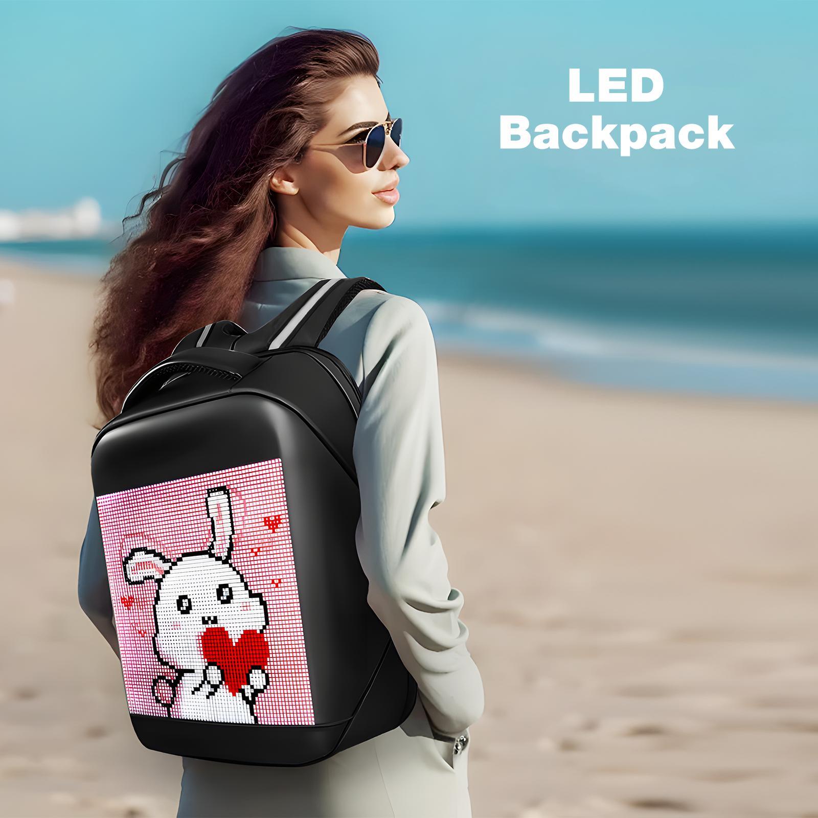 Led Backpack with Programmable Screen,LED Display USB Charging Backpack,DIY Fashion Backpack Digital Colorful halloween bag