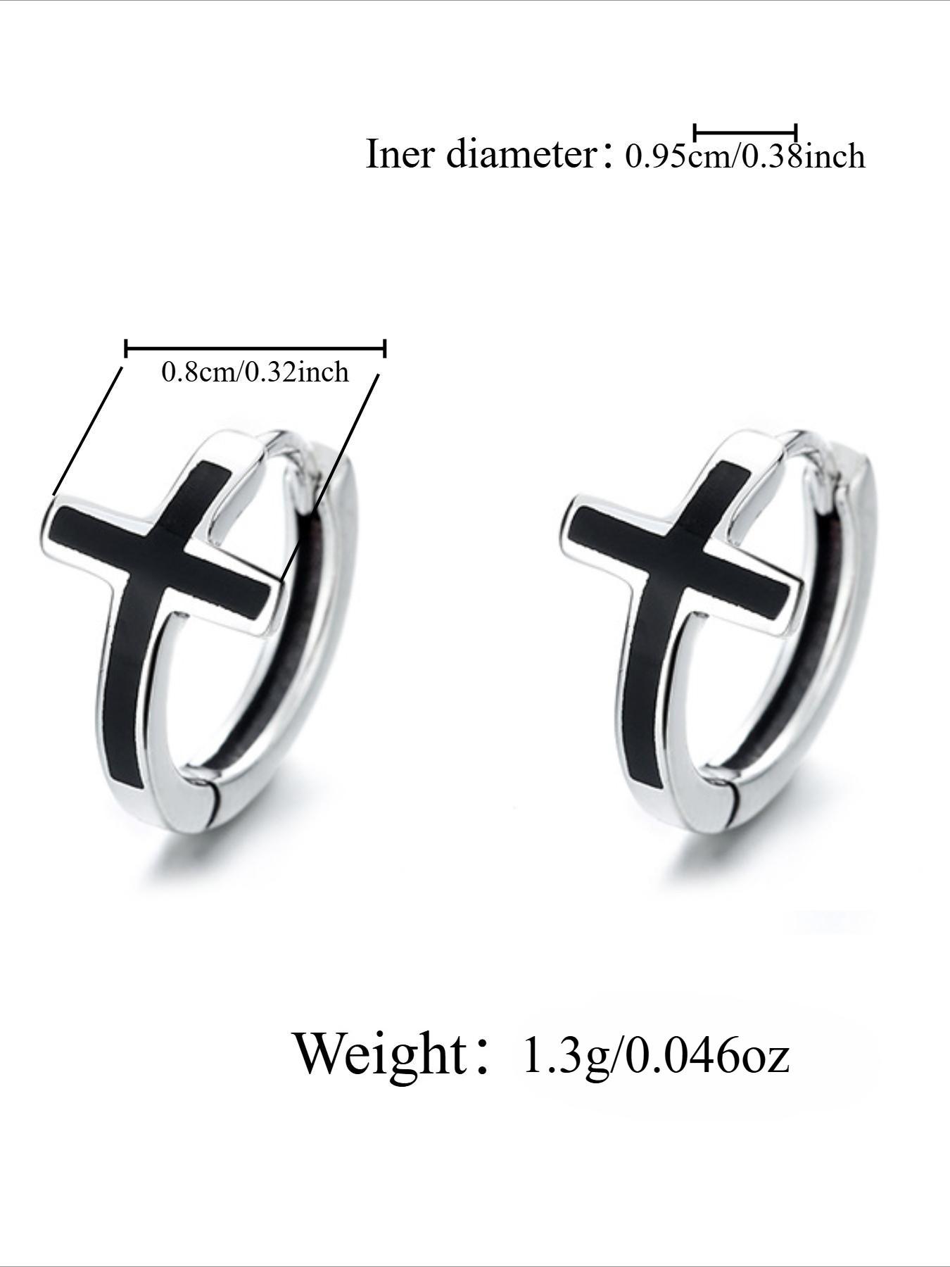 S925 Sterling Silver Street Style Cross Design Hoop Earrings, Fashion Hoop Earrings for Party, Daily Decor, Trendy All-match & Exquisite Jewelry for Birthday Gift