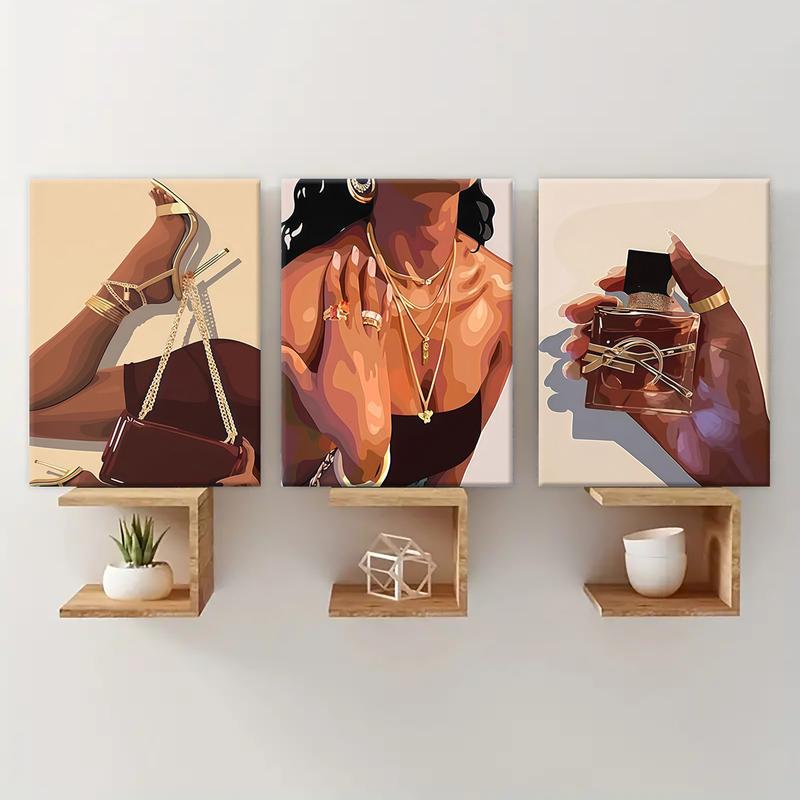 3-Piece Wood Frame Canvas Art Set, Modern Wall Decor for Living Room & Bedroom, High-Definition Waterproof Prints, Elegant Home Decoration, Modern Art Design