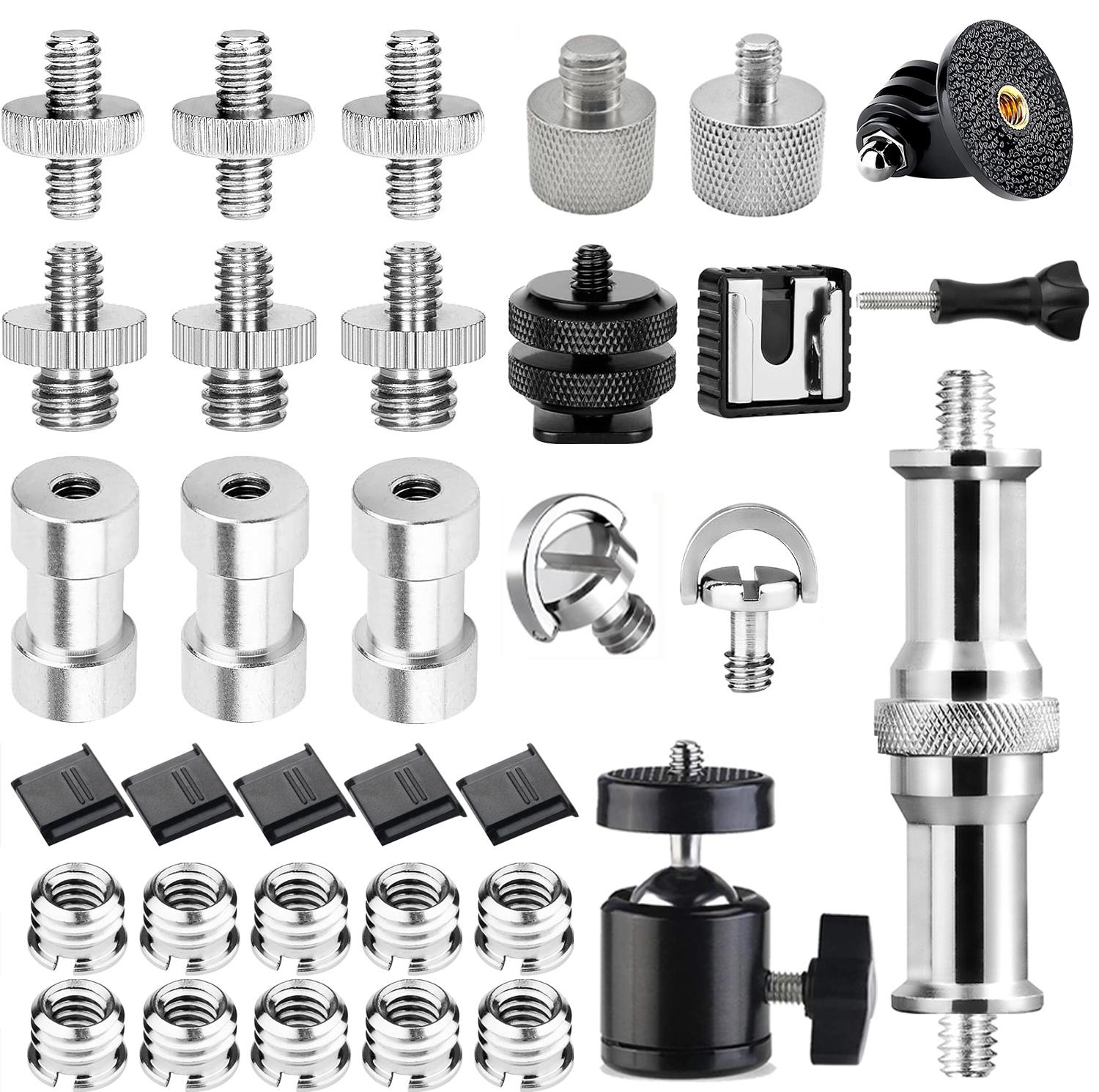 20/28/34 pcs Metal Screw Adapter Set for Cameras, Tripods & Monopods - 1/4" to 3/8" Converters, Variety of Sizes & Shapes, Ideal for Photography Enthusiasts, Camera Adapter