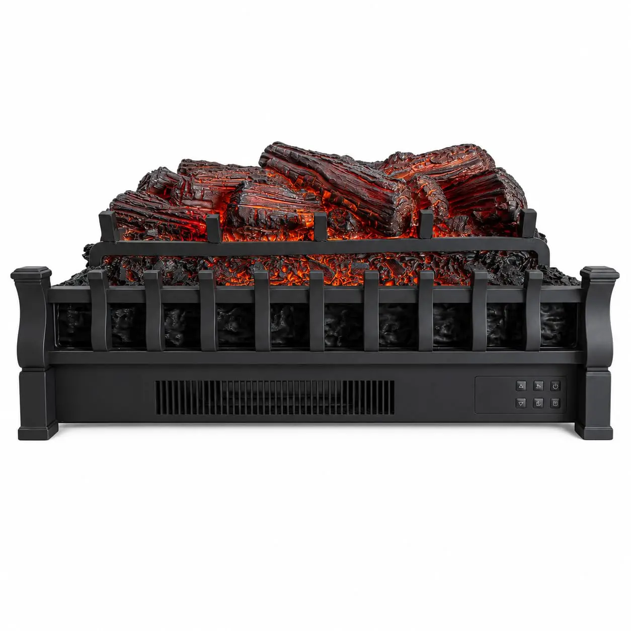 30" Electric Fireplace Log Insert Heater with Realistic Flame Effect - 1500W Faux Pine Logs - Cold Rolled Steel & ABS - Black