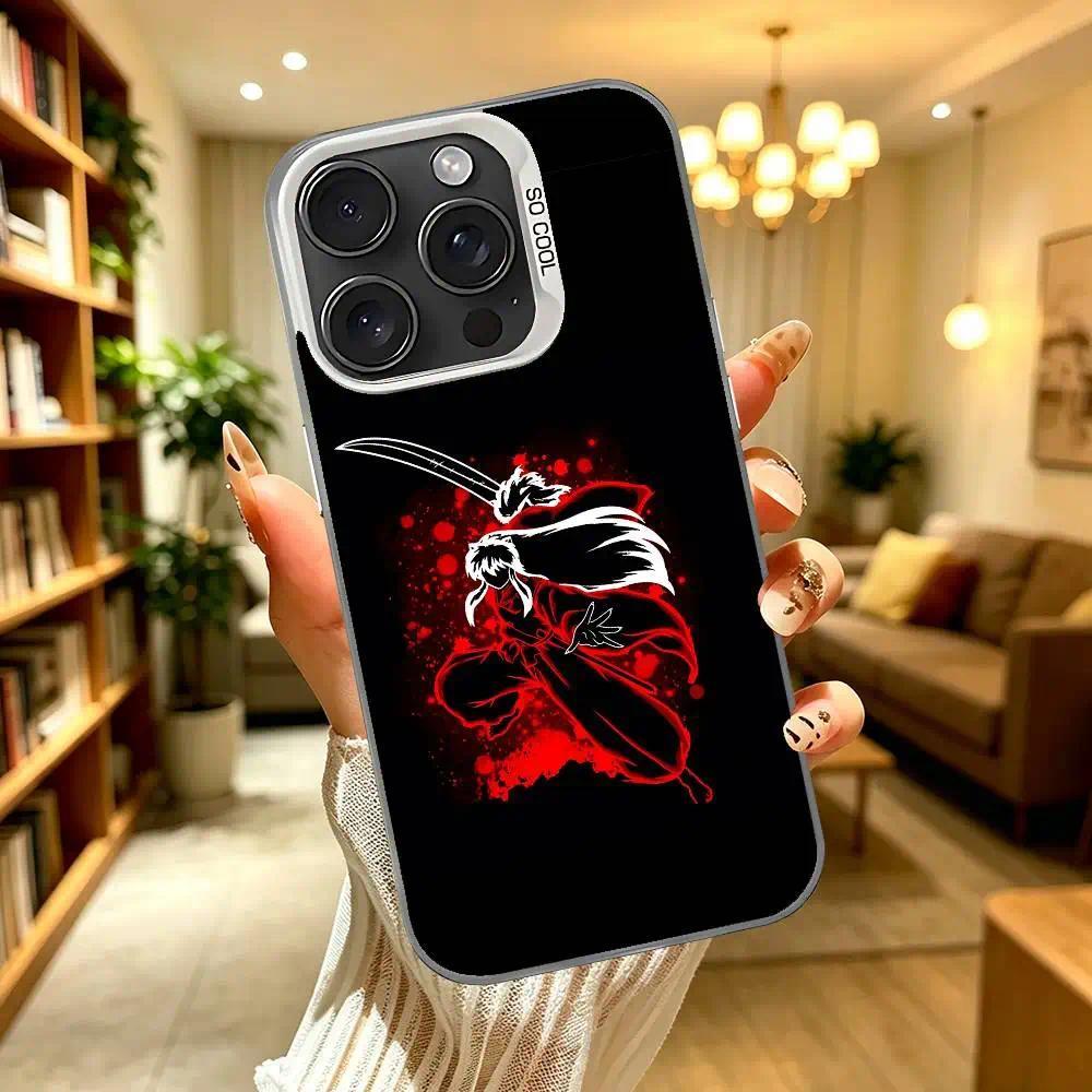 Cartoon Inuyasha Art High-Detail Silver Electroplated Shockproof Phone Case, Multi-Model Fit for iPhone 11-17 Pro Max/Plus & Samsung Galaxy S23-S25, iPhone & Galaxy Compatible Mobile Phone Accessory, Ios & Android
