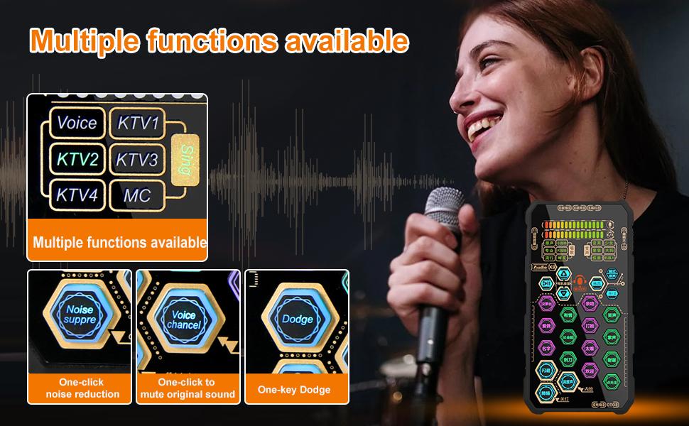 Hosabely SK9 Small Handheld Sound Card Set Audio Interface Portable microphones streaming equipment microphone iphone