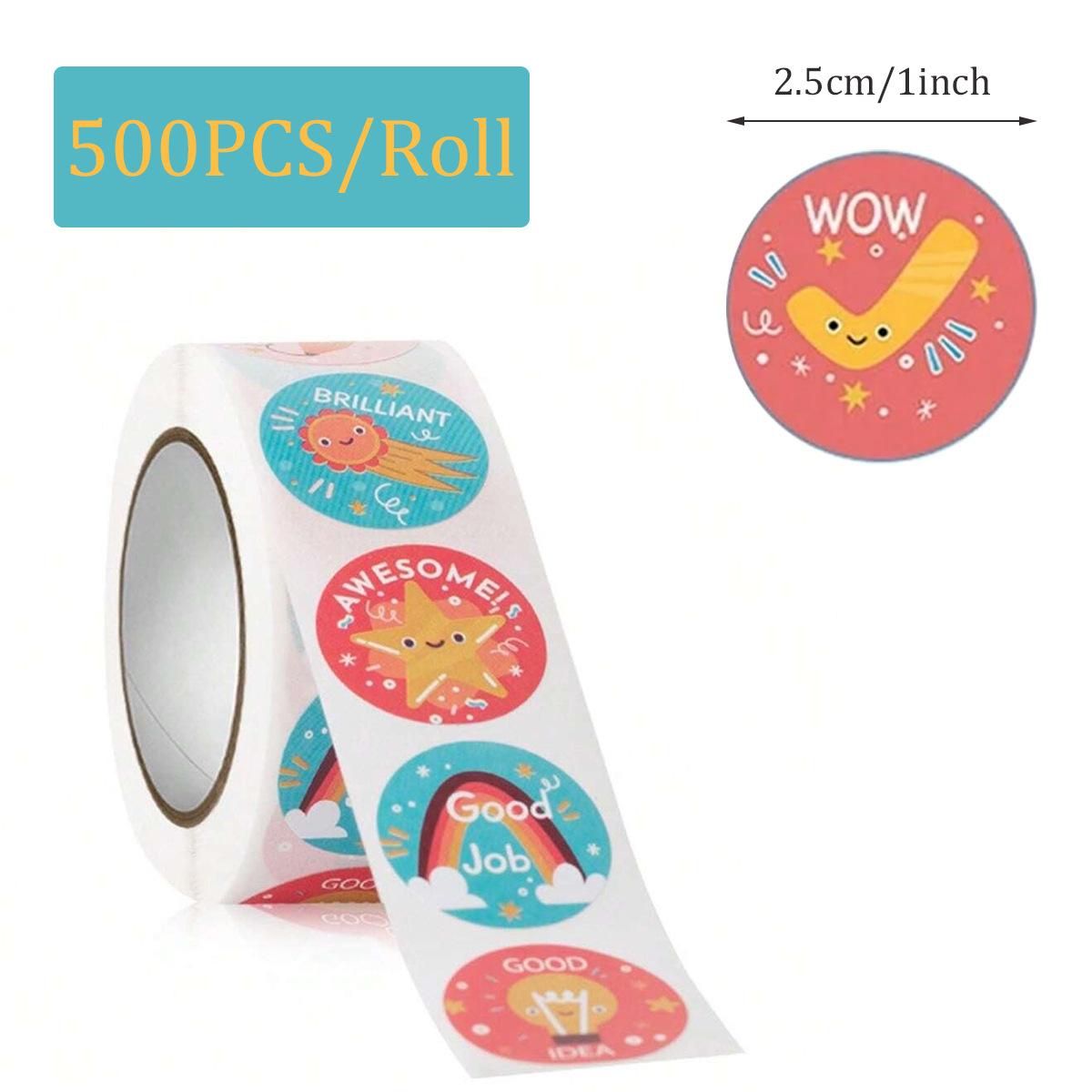 Cute Cartoon Reward Stickers Roll (500 Pieces), School Family Training Incentive Stickers, Gift Decorative Sealing Stickers