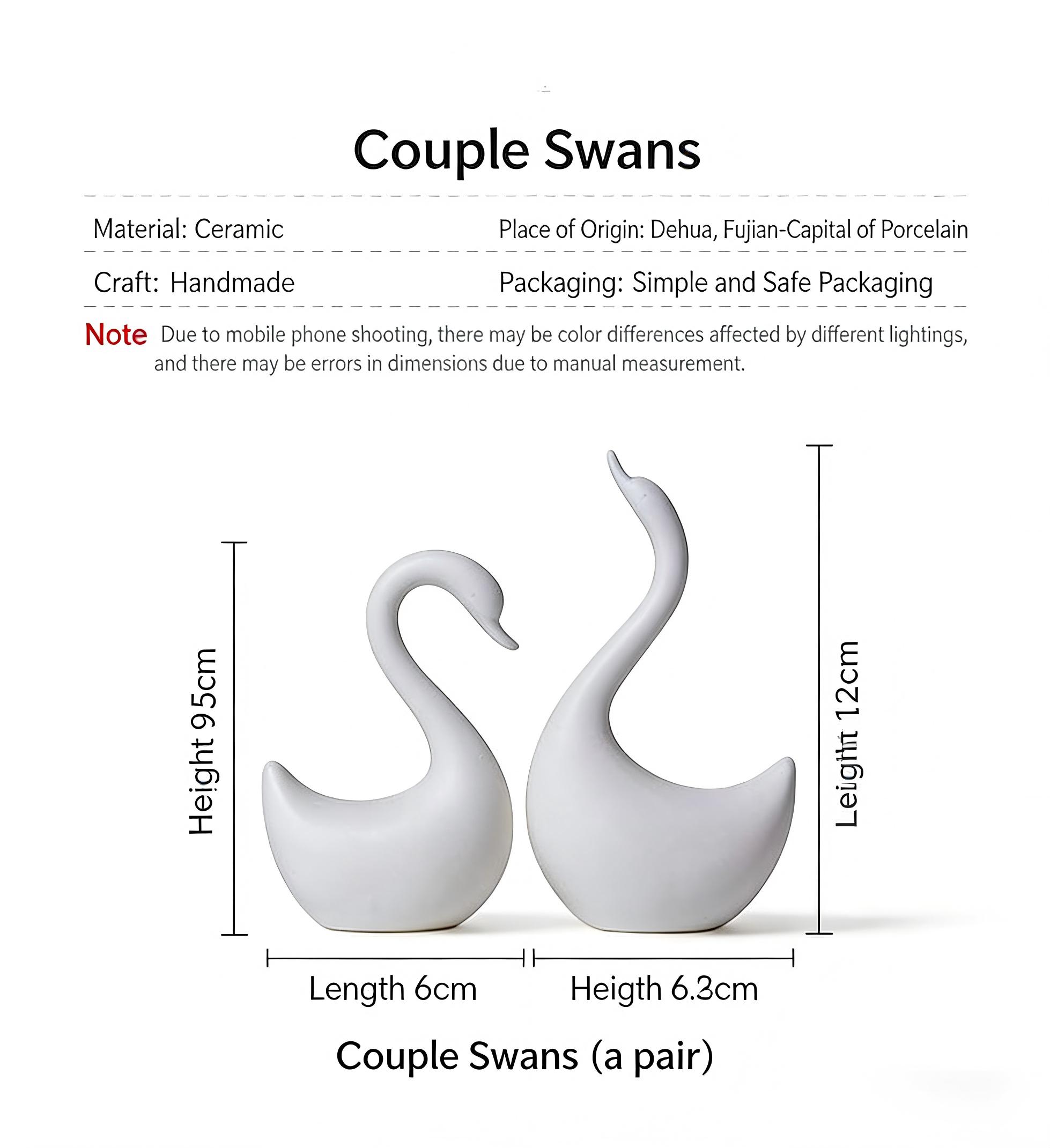 Creative Ceramic Swan Couple Ornaments, White Porcelain Tea Pet Ornaments For Tea Tables And Coffee Tables, Small Swan Ceramic Decorations