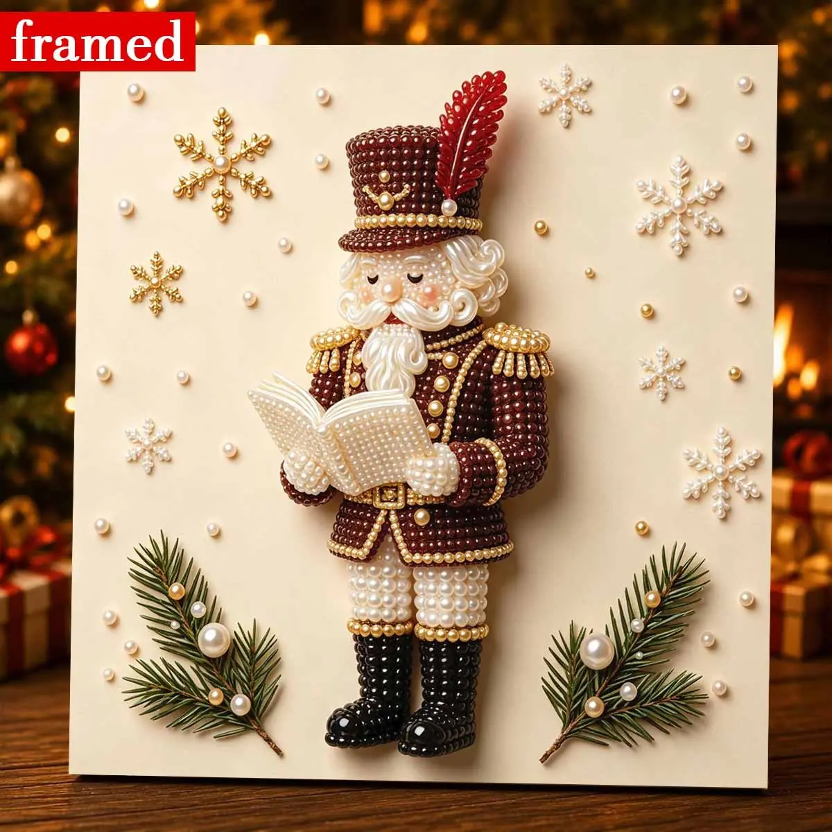 Handmade Pearl Painting Kit, Nutcracker Design Framed Art, DIY Craft Set, Perfect Gift for Family and Friends, Unique Handcrafted Present