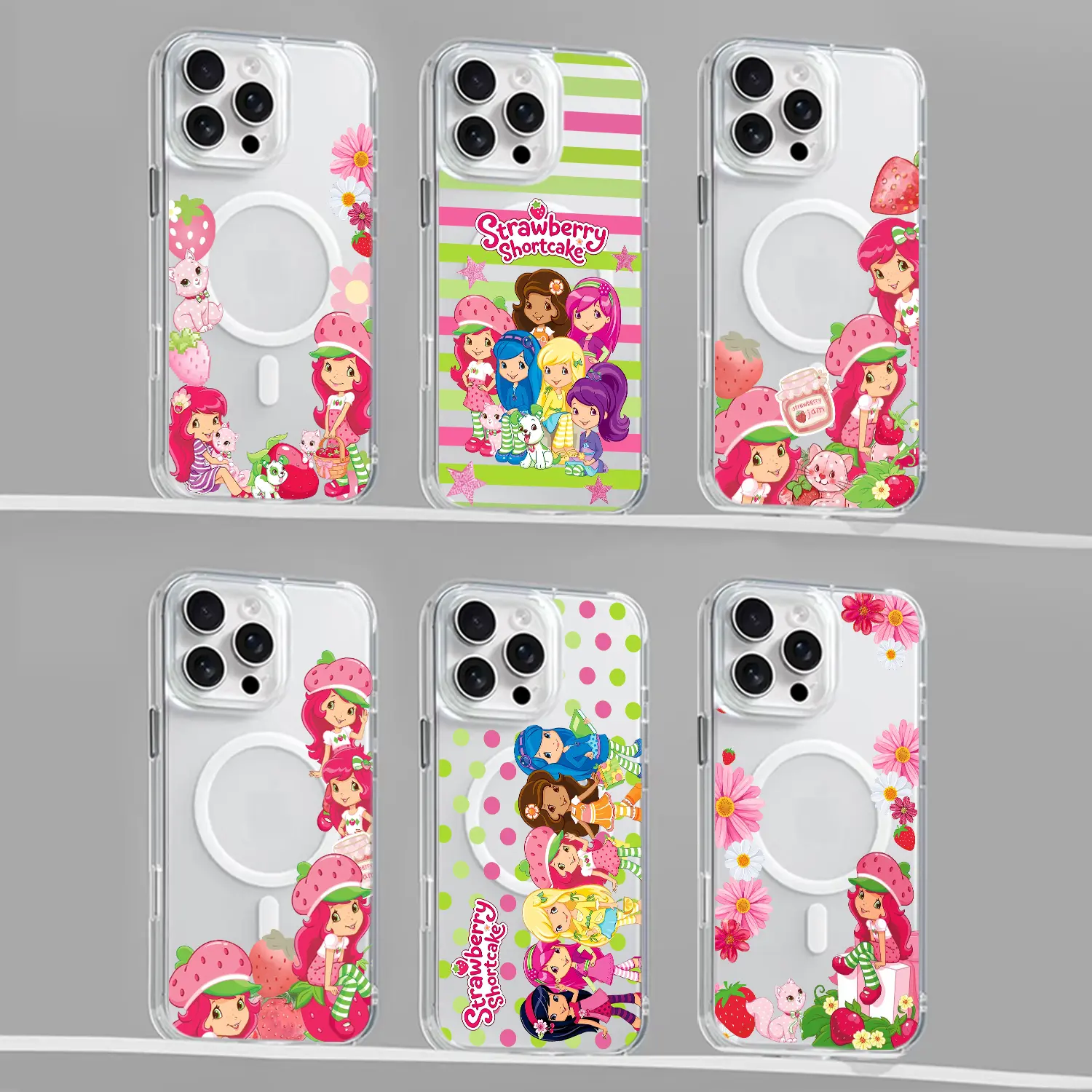 Cute Girly Strawberry Coquette Magnetic phone case for iPhone 18/17/16/15/14/13/12/11/XS/Pro Max/Plus/AIR,Pink Y2K Case for Samsung S26/S25/S24/S23/S22/PLUS/ULTRA/FE/A56/A54,MagSafe Wireless Slim Clear Shockproof Protective Cover gift for Shortcake fans